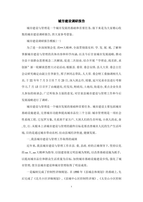 城市建设调研报告