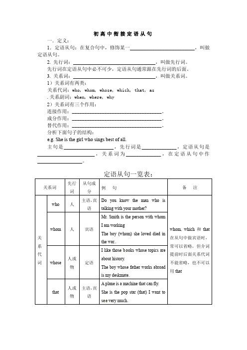 初高中衔接定语从句