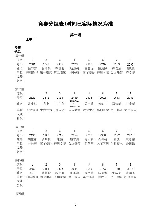 校运会赛程表