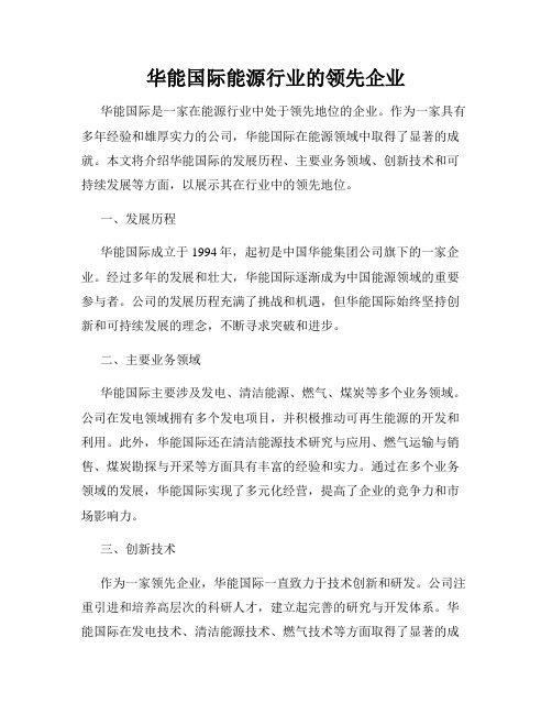 华能国际能源行业的领先企业