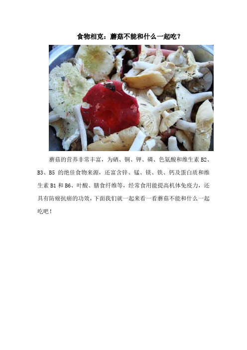 食物相克：蘑菇不能和什么一起吃？