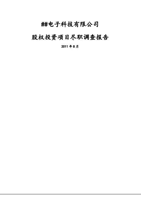 电子科技有限公司股权投资项目尽职调查报告