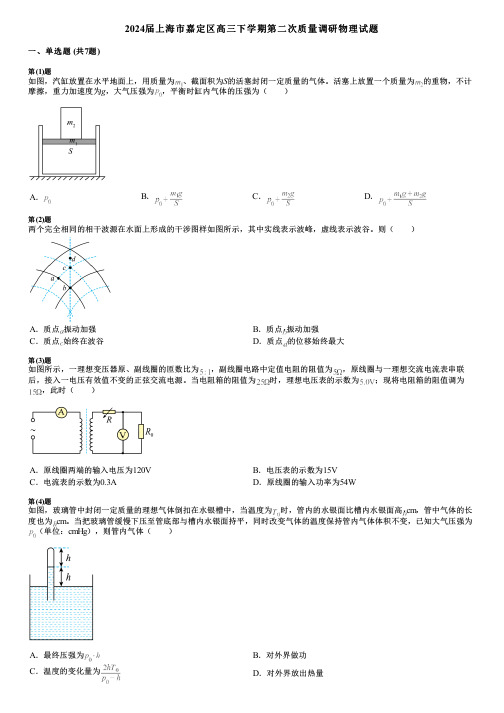 2024届上海市嘉定区高三下学期第二次质量调研物理试题