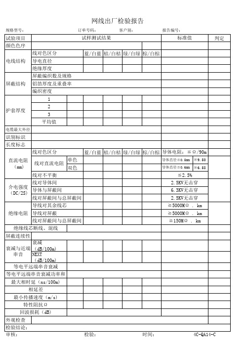 网线成品检验报告