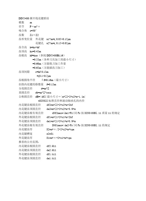 DIN 5480 渐开线花键联结