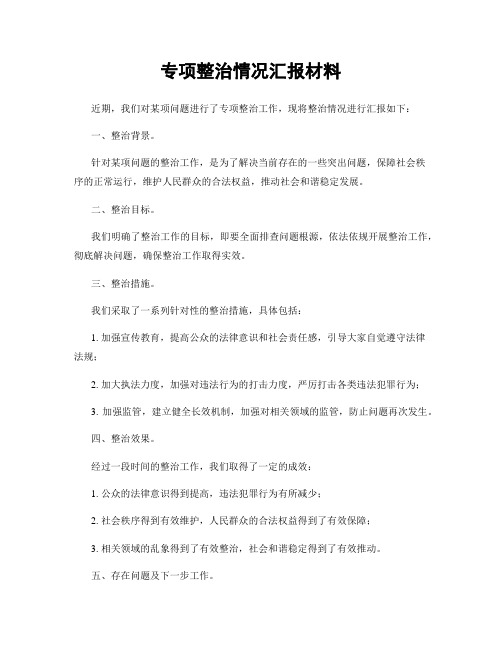 专项整治情况汇报材料