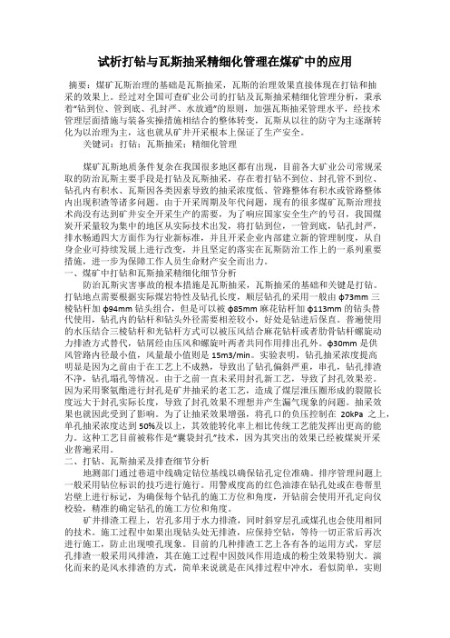 试析打钻与瓦斯抽采精细化管理在煤矿中的应用