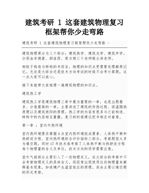 建筑考研 l 这套建筑物理复习框架帮你少走弯路