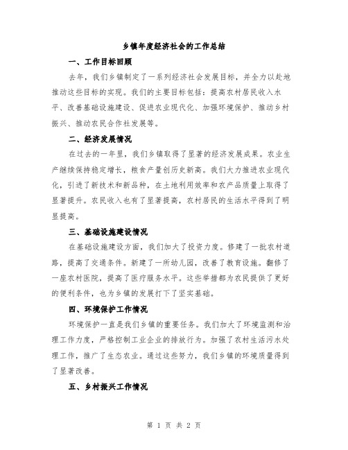 乡镇年度经济社会的工作总结