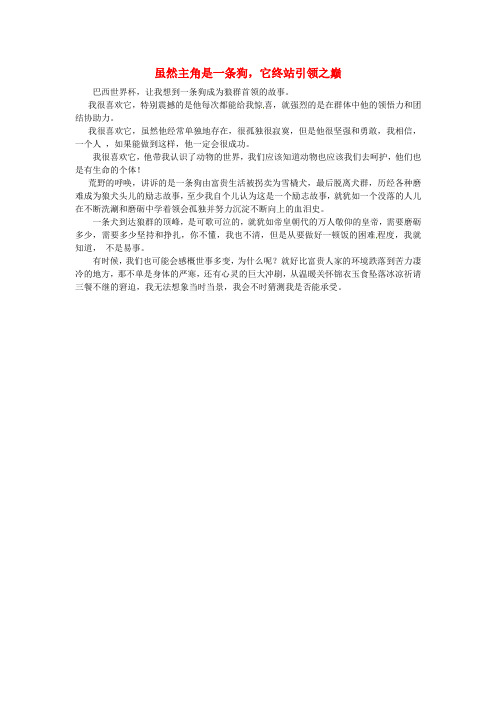 北京市第四中学高一语文学生优秀作文 虽然主角是一条狗,它终站引领之巅素材