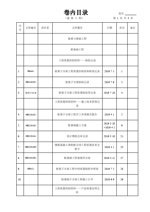 建筑-城建档案卷内目录