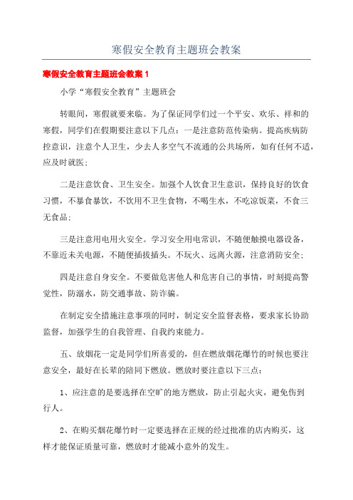 寒假安全教育主题班会教案