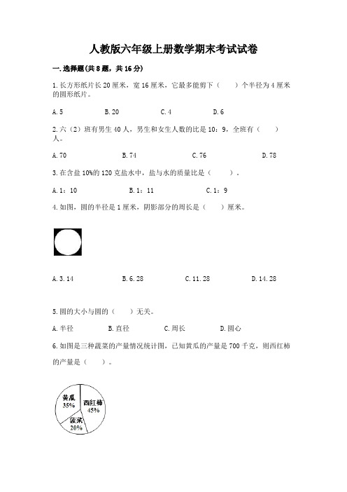 人教版六年级上册数学期末考试试卷及完整答案(历年真题)