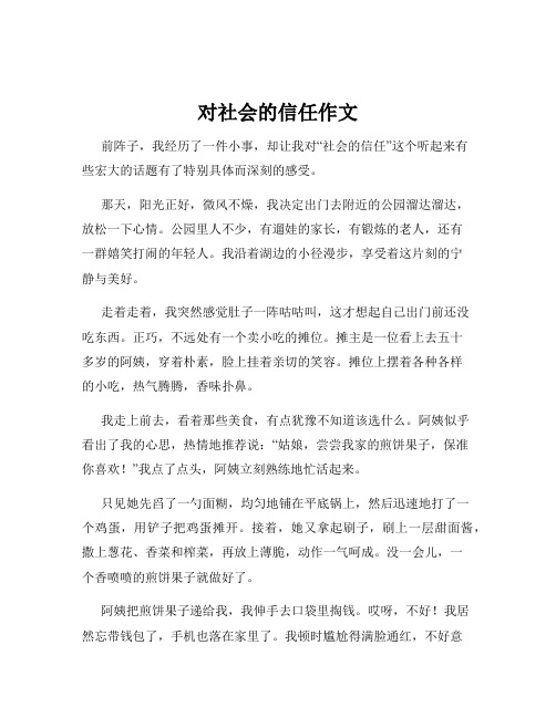 对社会的信任作文