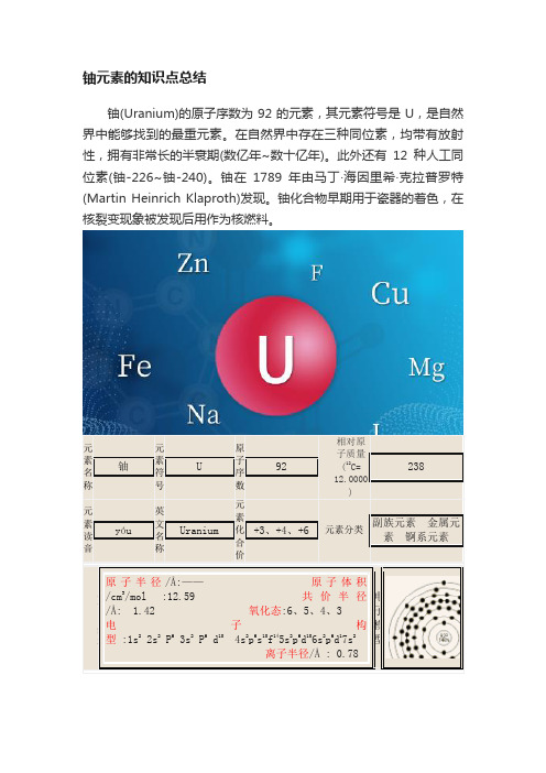 铀元素的知识点总结