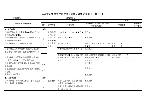 江西省医学领先学科建设计划项目评审评分表【模板】