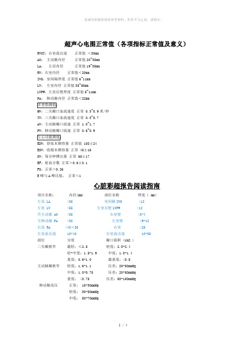 超声心电图正常值(各项指标正常值及意义)