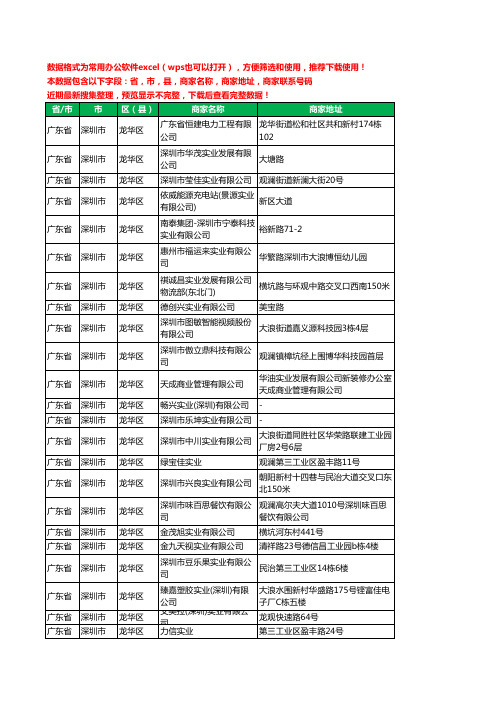 2020新版广东省深圳市龙华区实业有限公司工商企业公司商家名录名单黄页联系电话号码地址大全748家