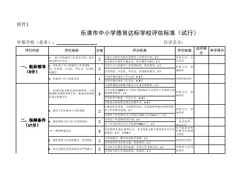 中小学德育达标学校评估细则