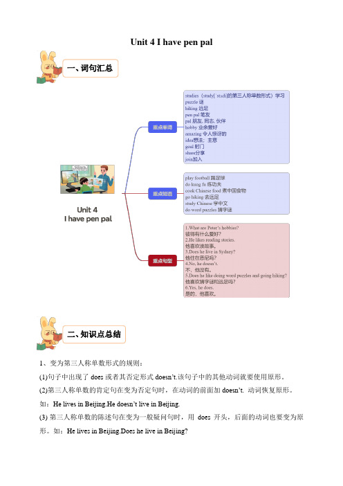 Unit4Ihaveapenpal(讲义)人教PEP版英语六年级上册