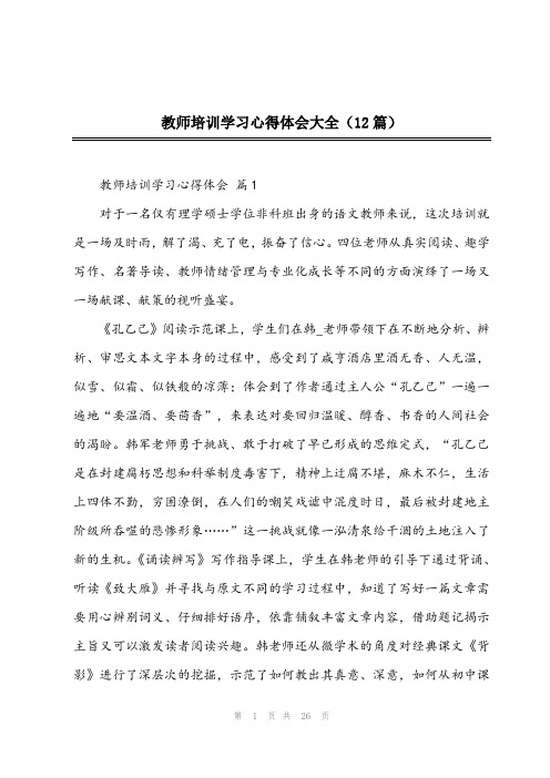 2024年教师培训学习心得体会大全(12篇)