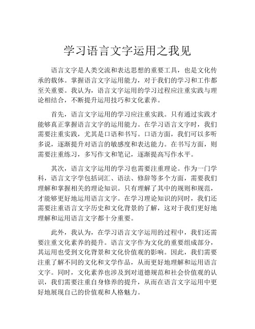 学习语言文字运用之我见