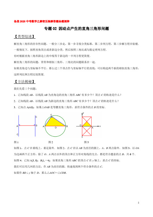 专题02 因动点产生的直角三角形问题(解析版)