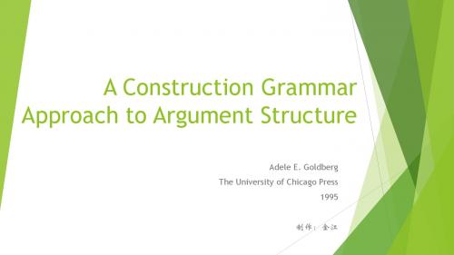 a constructional approach to argument structure Goldberg 1955