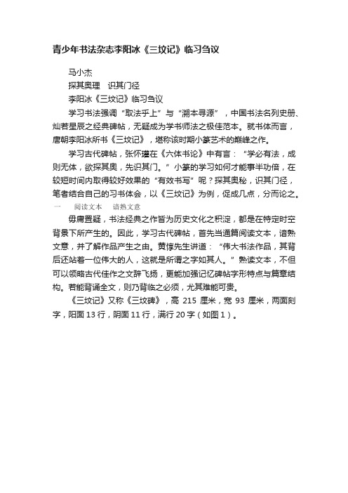 青少年书法杂志李阳冰《三坟记》临习刍议