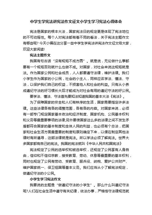 中学生学宪法讲宪法作文征文小学生学习宪法心得体会