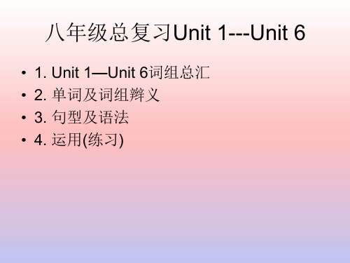 人教版新目标八年级上册期末总复unit1--unit6短语及句型.