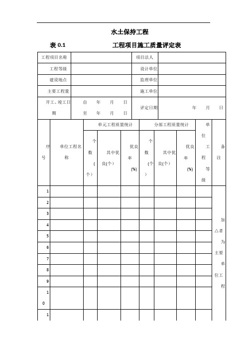 水土保持工程质量评定表