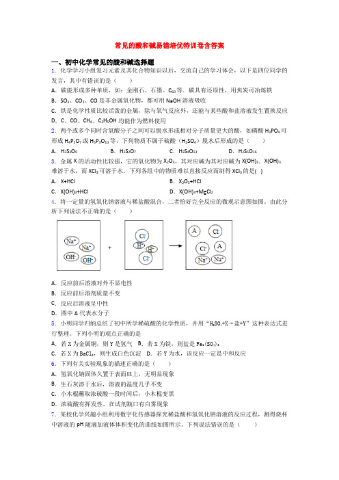 常见的酸和碱易错培优特训卷含答案