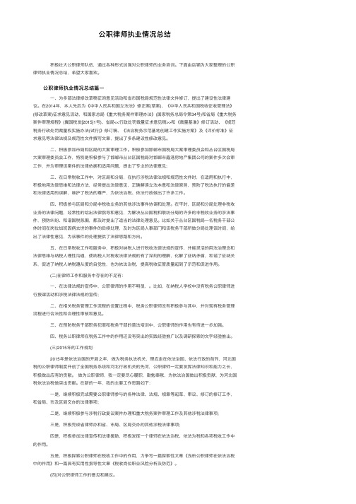 公职律师执业情况总结