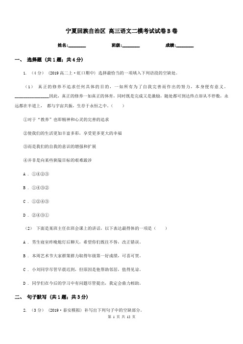 宁夏回族自治区 高三语文二模考试试卷B卷