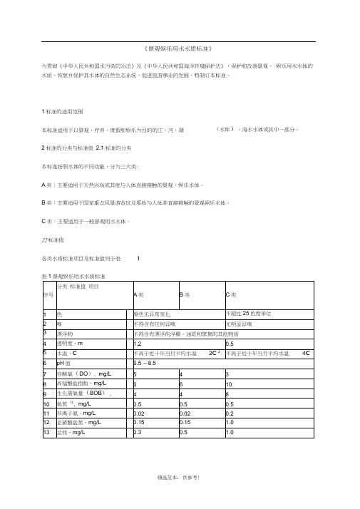 《景观娱乐用水水质标准》