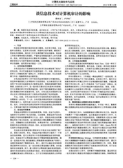 谈信息技术对计算机审计的影响