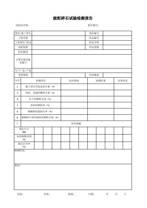 级配碎石试验检测报告表