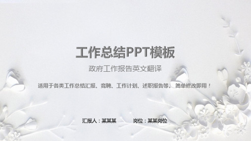 完美版PPT-政府工作报告英文翻译