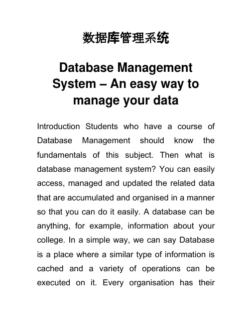 数据库管理系统 Database Management System 英语介绍