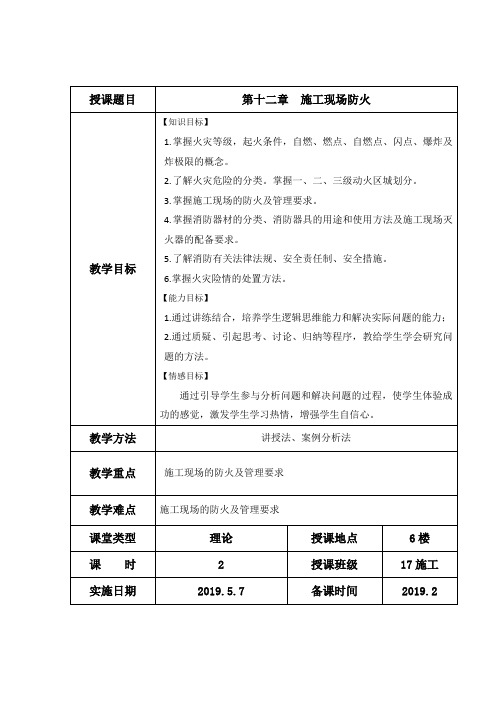 《建筑工程安全管理》教案第12章