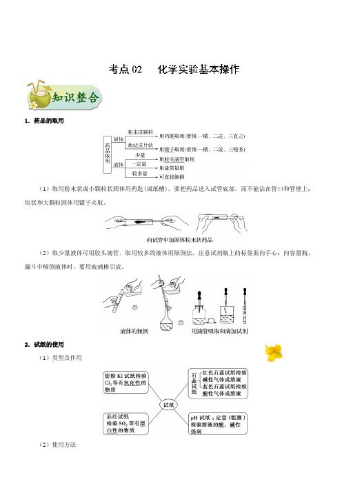 2019年高考化学考点一遍过考点02 化学实验基本操作 含解析