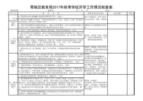 开学工作情况检查表(2017秋定)