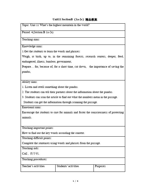 新鲁教版九年级英语下册Unit11__SectionB(1a-2e)精品教案