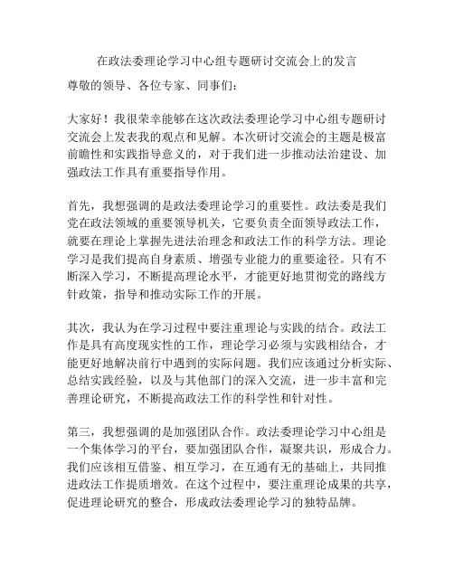 在政法委理论学习中心组专题研讨交流会上的发言