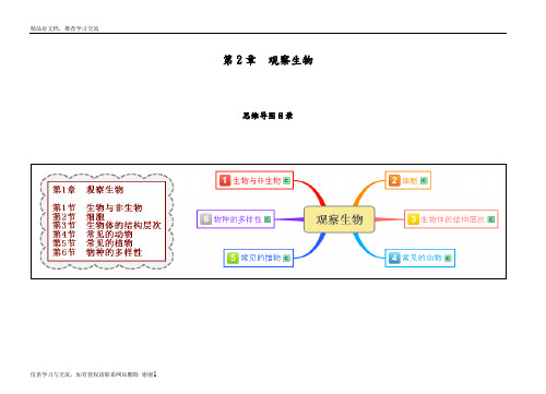 最新七上科学第2章_观察生物思维导图