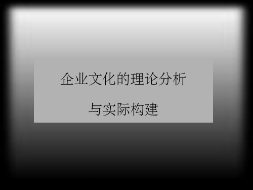 企业文化的理论分析与实际构建ppt课件