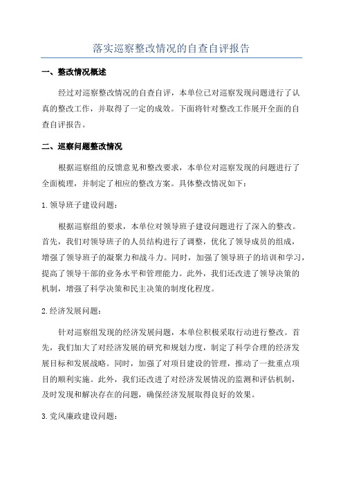 落实巡察整改情况的自查自评报告