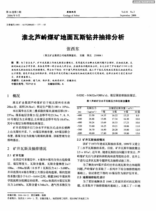 淮北芦岭煤矿地面瓦斯钻井抽排分析