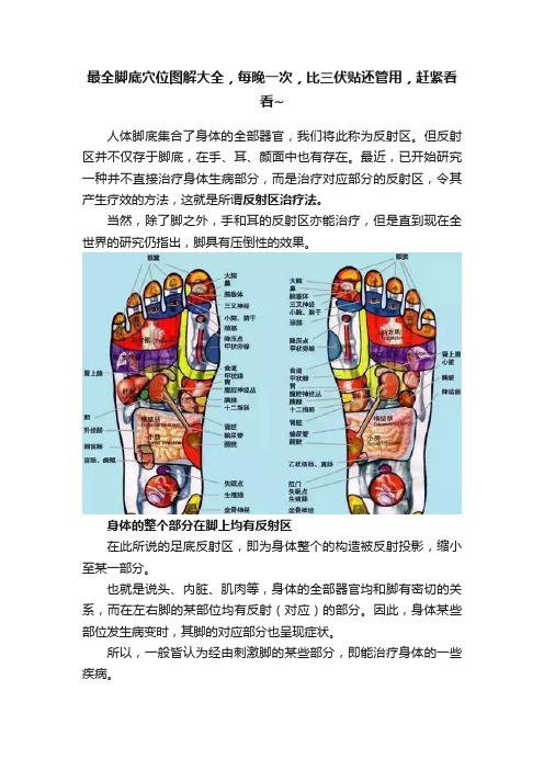 最全脚底穴位图解大全，每晚一次，比三伏贴还管用，赶紧看看~